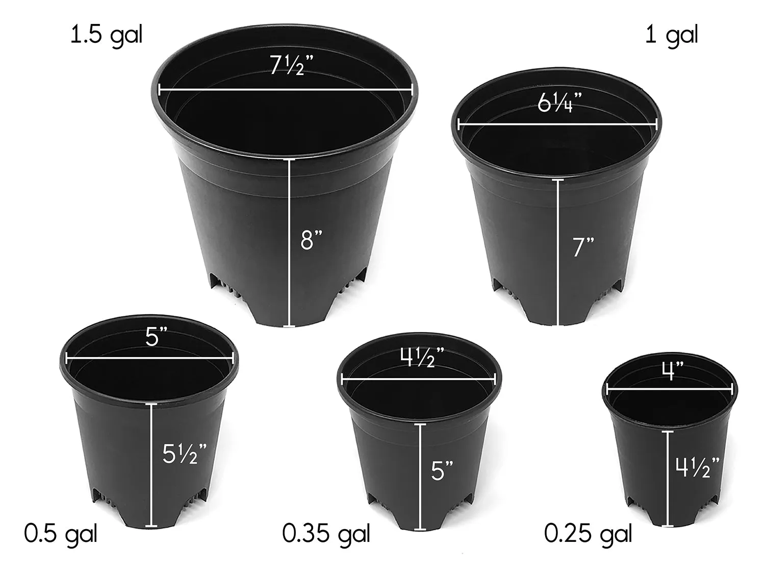 10 Pack Plastic Plant Pots Nursery Gardening Planters Variety Size