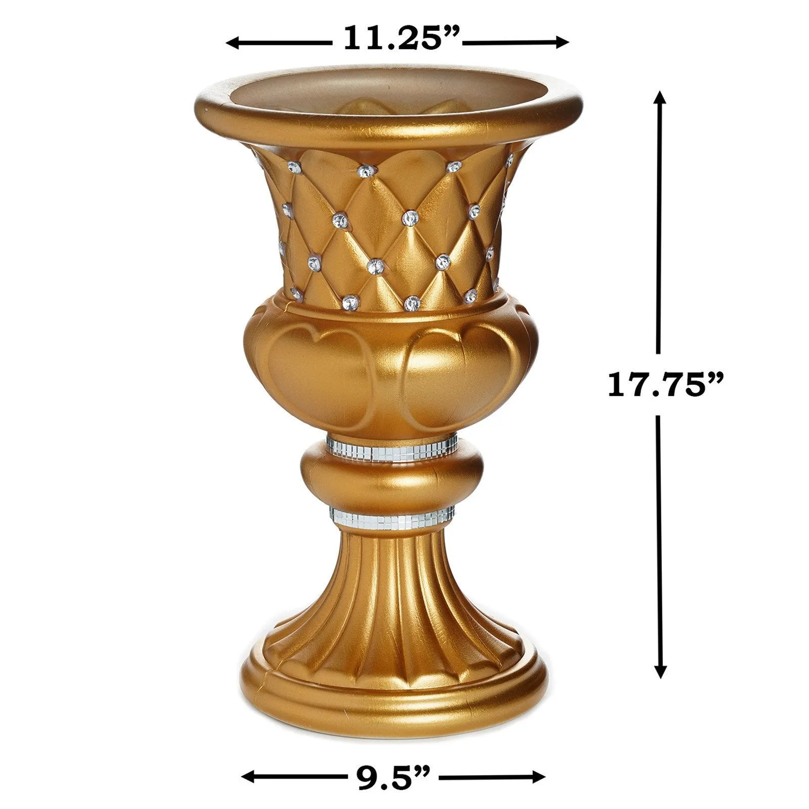10mm Crystal Bead Studded Gold Wedding French Columns With Gold Mosaic Party Event Decoration - 17.75"x 11.25" - 4PCS