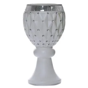 10mm Crystal Bead Studded White Wedding French Columns With Mirror Mosaic Party Event Decoration - 21"x9.5" - 4PCS