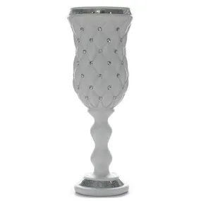 10mm Crystal Bead Studded White Wedding French Columns With Mirror Mosaic Party Event Decoration - 24"x8.75" - 6PCS