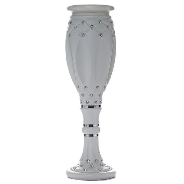 10mm Crystal Bead Studded White Wedding French Columns With Mirror Mosaic Party Event Decoration - 30.75"x9" - 4PCS