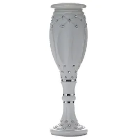 10mm Crystal Bead Studded White Wedding French Columns With Mirror Mosaic Party Event Decoration - 30.75"x9" - 4PCS