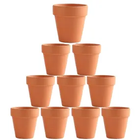 10x 8cm Terracotta Flower Pots with Drainage Holes