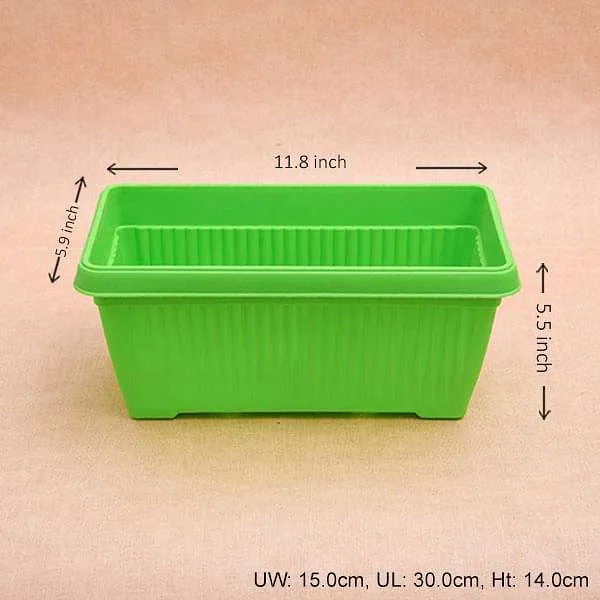 11.8 inch (30 cm) Bello Window Planter No. 30 Rectangle Plastic Pot (Green) (set of 6)