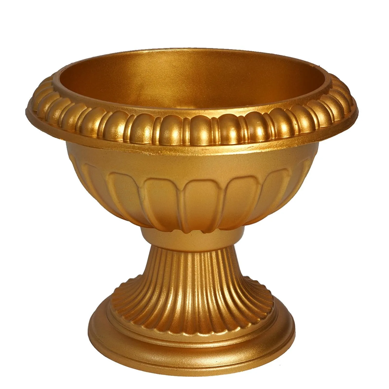 11" Tall Gold Roman Inspired Crafted Wedding Party All Weather Flower Pot - 12 PCS