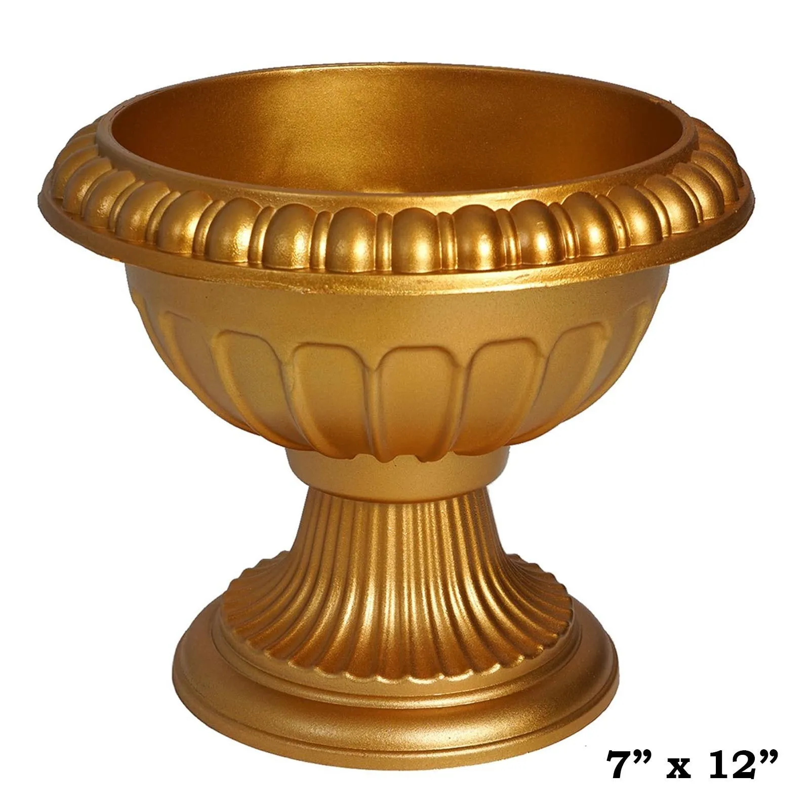 11" Tall Gold Roman Inspired Crafted Wedding Party All Weather Flower Pot - 12 PCS