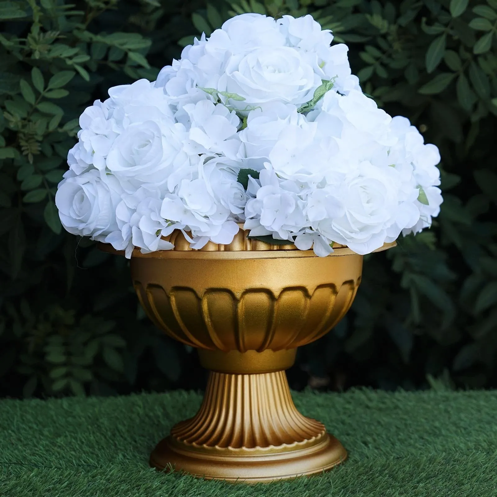 11" Tall Gold Roman Inspired Crafted Wedding Party All Weather Flower Pot - 12 PCS