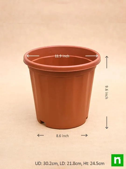 12 inch (30 cm) Grower Round Plastic Pot (Terracotta Color) (set of 3)