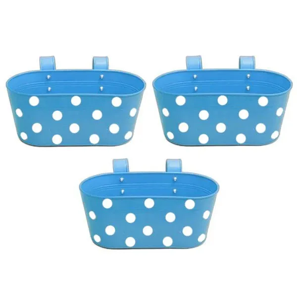 12 inch (30 cm) Polka Railing Oval Metal Planter