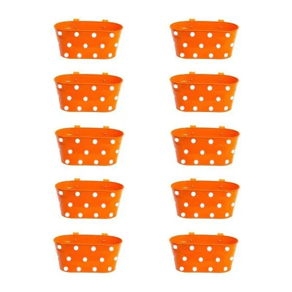 12 inch (30 cm) Polka Railing Oval Metal Planter