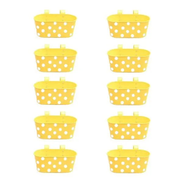 12 inch (30 cm) Polka Railing Oval Metal Planter