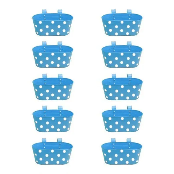 12 inch (30 cm) Polka Railing Oval Metal Planter