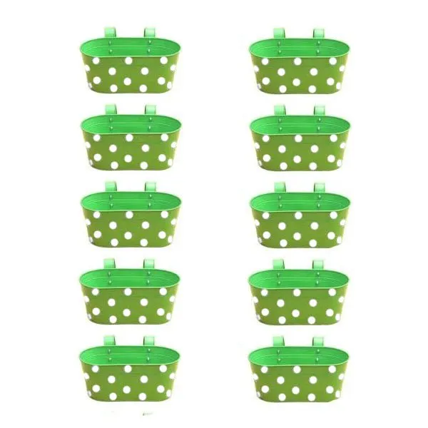 12 inch (30 cm) Polka Railing Oval Metal Planter