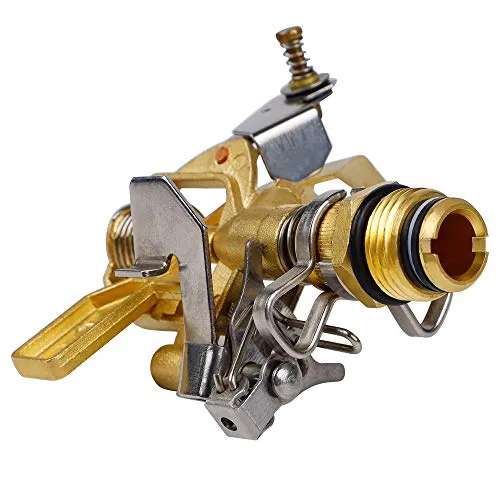 1/2 Inch Brass Impact Sprinkler, Heavy Duty Sprinkler Head with Nozzles, Adjustable 0-360 Degrees Pattern, Watering Sprinklers for Yard, Lawn and Grass Irrigation, 3 Pack