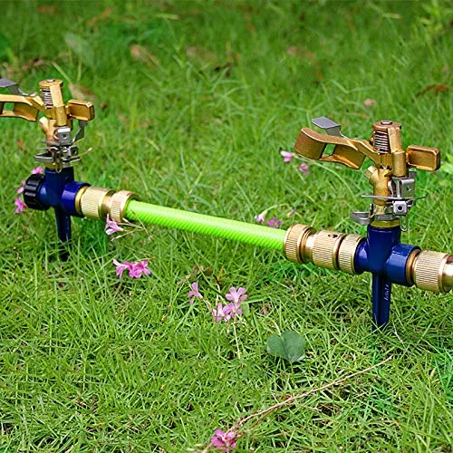 1/2 Inch Brass Impact Sprinkler, Heavy Duty Sprinkler Head with Nozzles, Adjustable 0-360 Degrees Pattern, Watering Sprinklers for Yard, Lawn and Grass Irrigation, 3 Pack