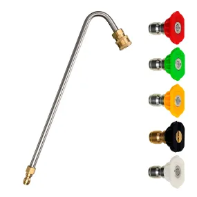 120° Angled Extension Wand, 13" Gutter Cleaning Attachment, 5 Nozzles, 1/4" Quick Connect, 4,000 PSI