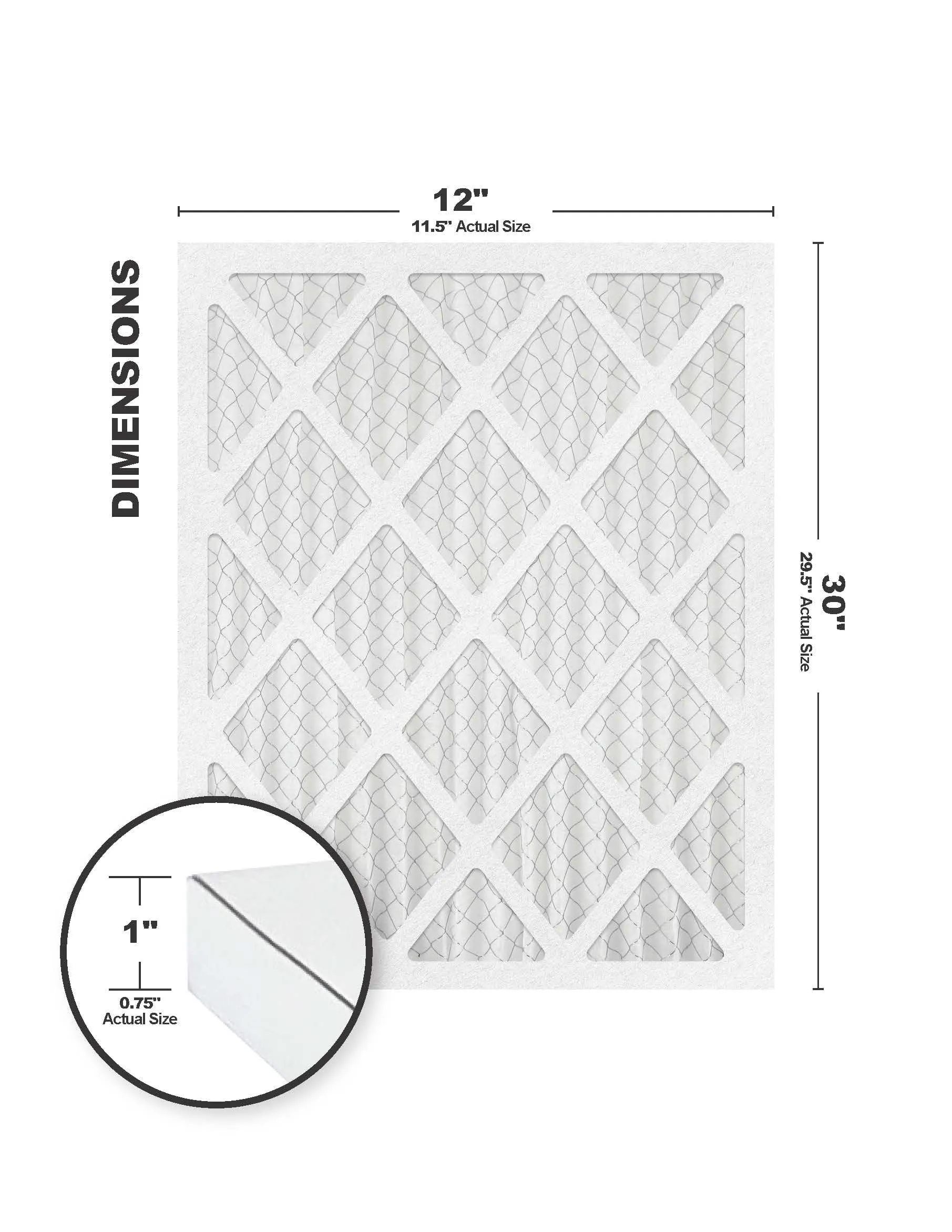 12x30x1 (11.5 x 29.5) MERV 13 Filter (6-Pack)