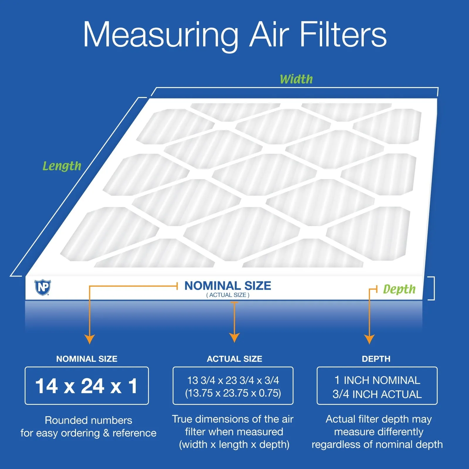 14x24x1 (13_3/4x23_3/4) Pleated MERV 12 Air Filters 6 Pack