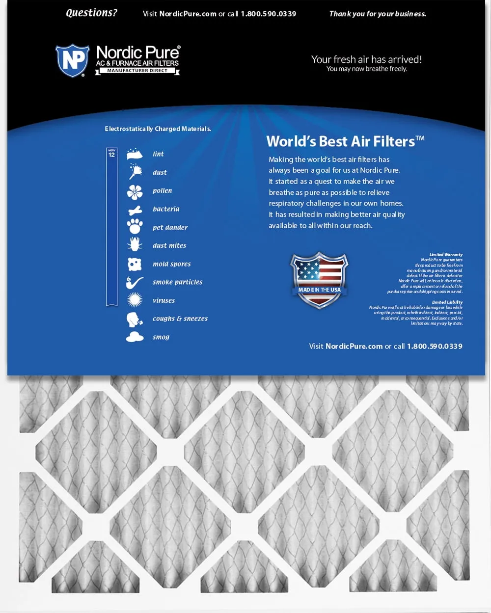 14x24x1 (13_3/4x23_3/4) Pleated MERV 12 Air Filters 6 Pack