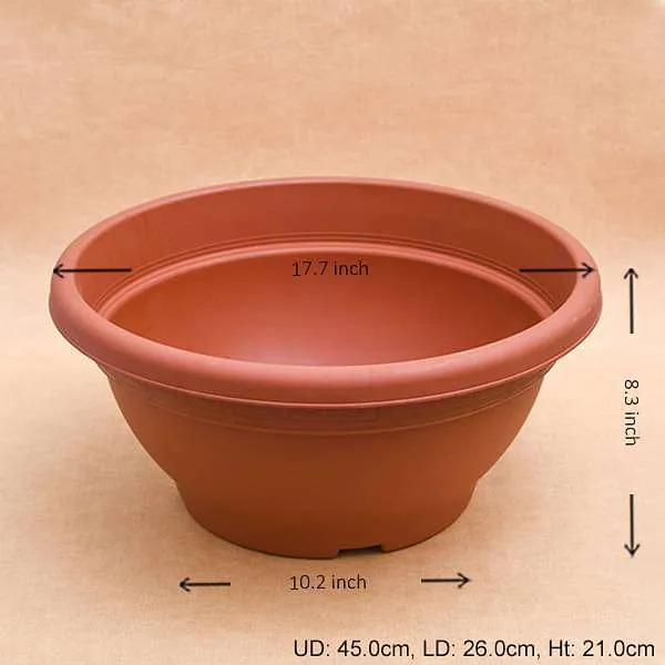 17.7 inch (45 cm) Bowl No. 45 Round Plastic Pot (Terracotta Color) (set of 3)