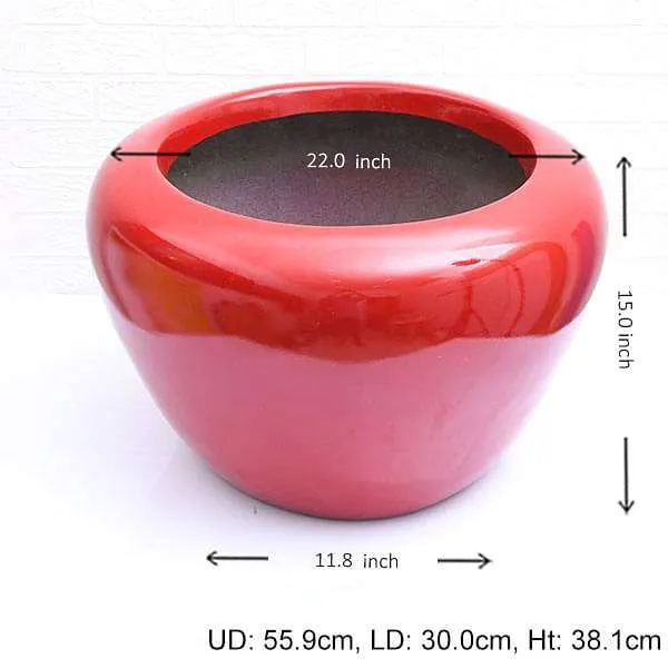 22 inch (56 cm) RND-3 Apple Round Fiberglass Planter (Red)