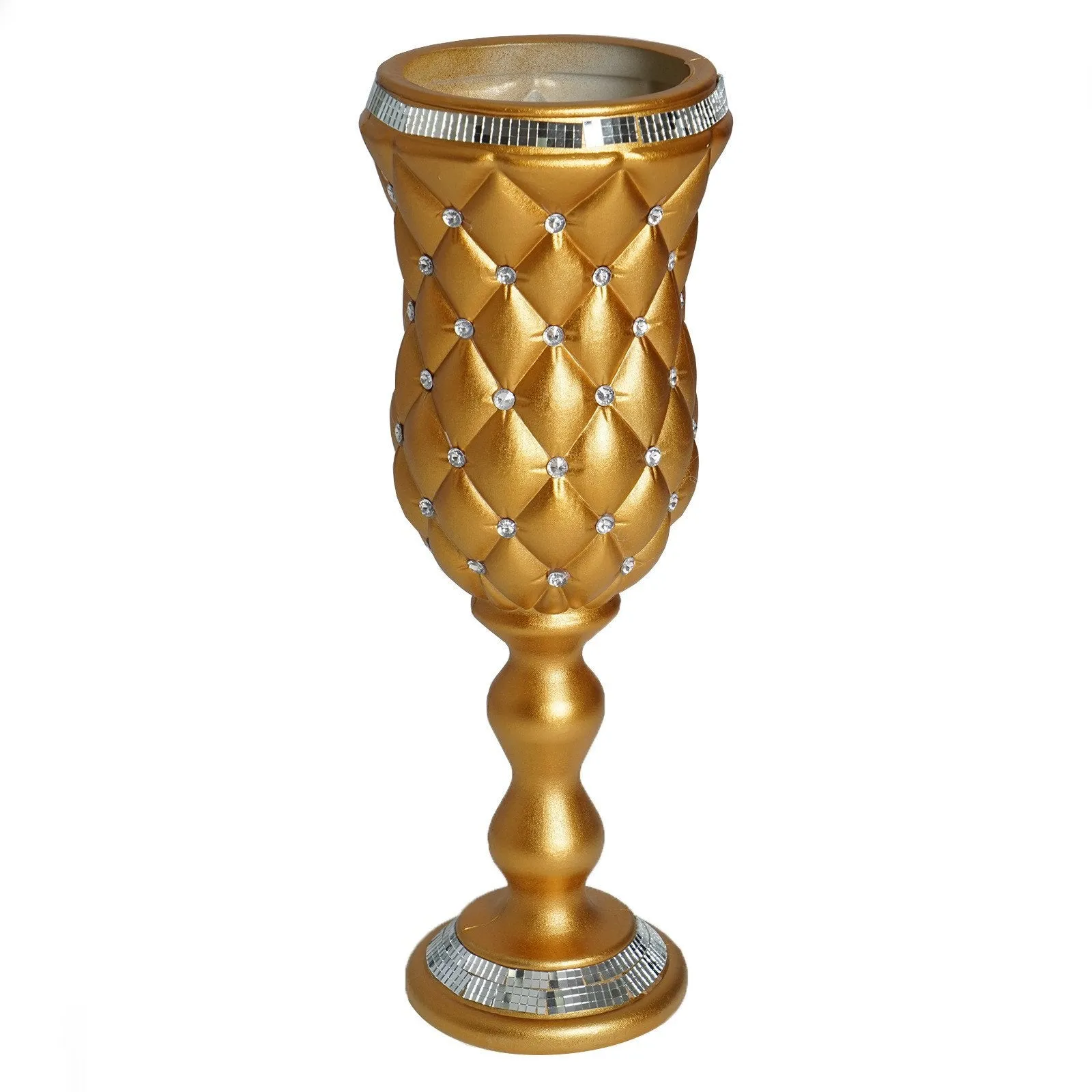 24" Tall Crystal Beaded Gold Wedding French Columns With Mirror Mosaic Party Event Decoration - 6PCS