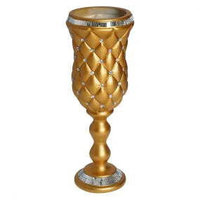 24" Tall Crystal Beaded Gold Wedding French Columns With Mirror Mosaic Party Event Decoration - 6PCS