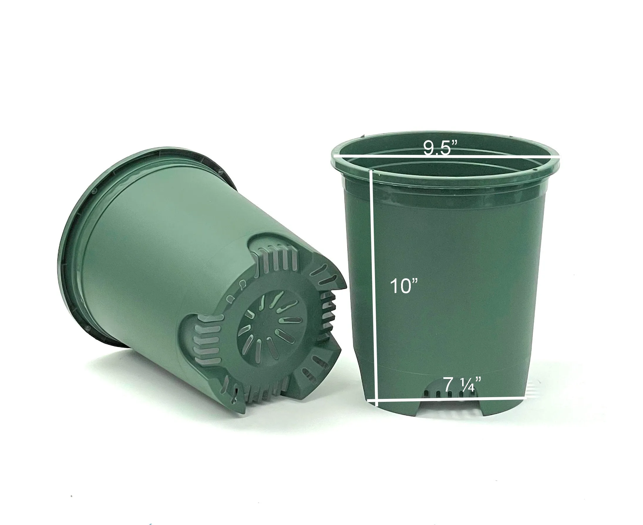 3 Gallon 9.5 Inch Nursery Pot Plastic Planters Pot Liners Green