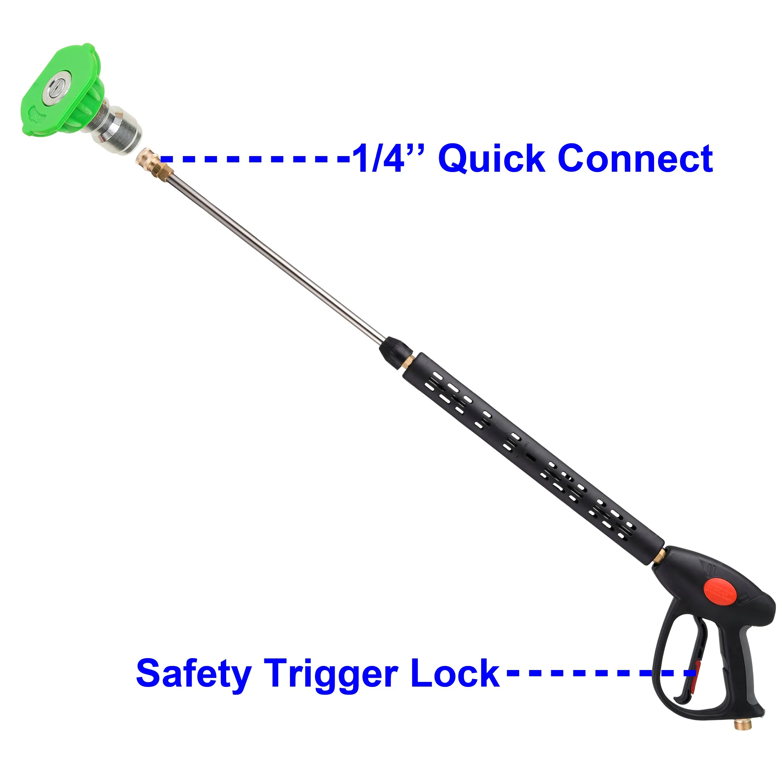 3-in-1 Short Long Trigger Gun Kit, Handle & Wand Extension, to M22 15mm Adapter, 5 Nozzle Tip Set, 4,000 PSI