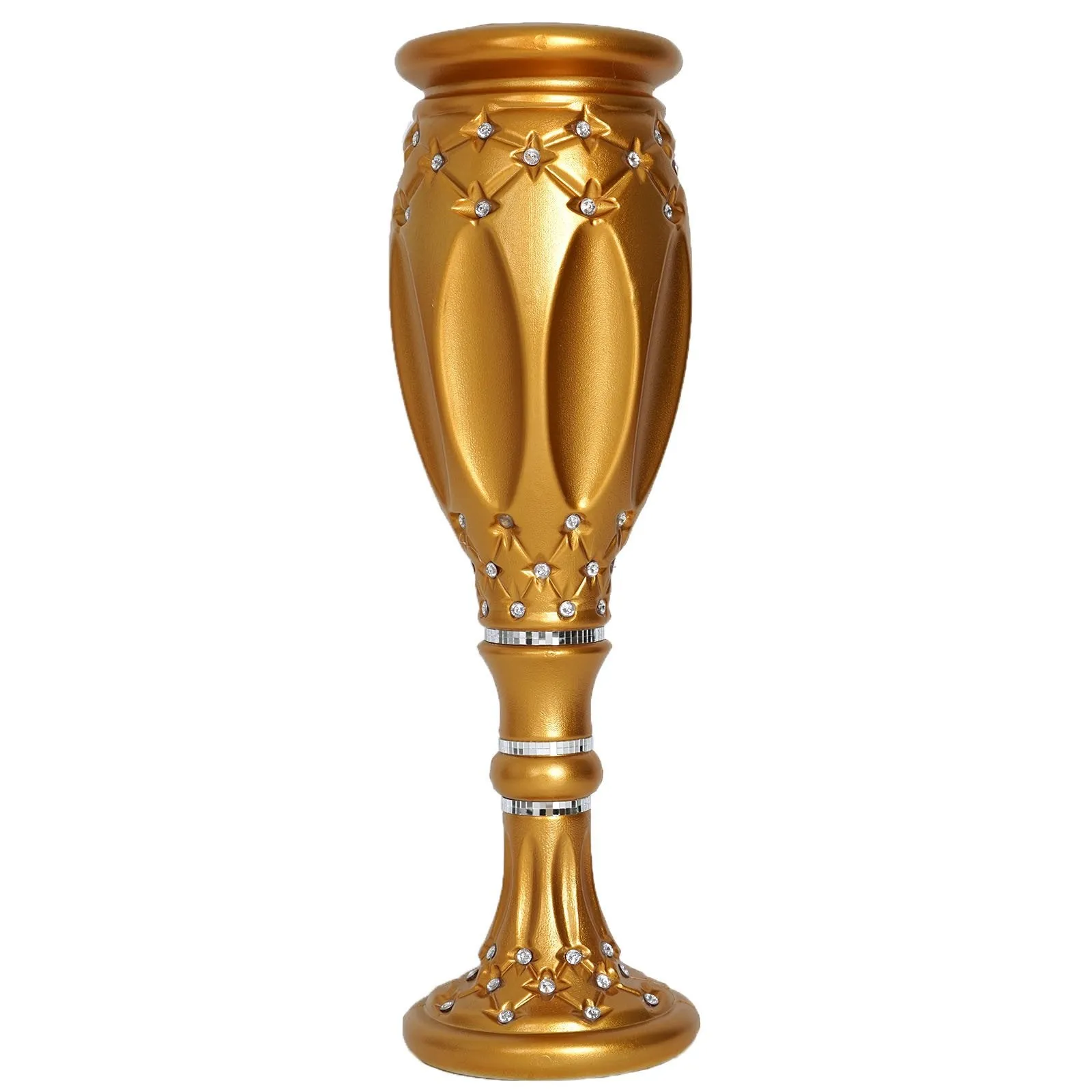 31" Tall Crystal Beaded Gold Wedding French Columns With Mirror Mosaic Party Event Decoration - 4PCS