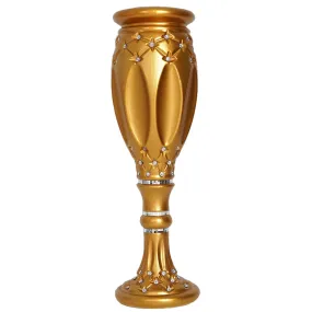 31" Tall Crystal Beaded Gold Wedding French Columns With Mirror Mosaic Party Event Decoration - 4PCS