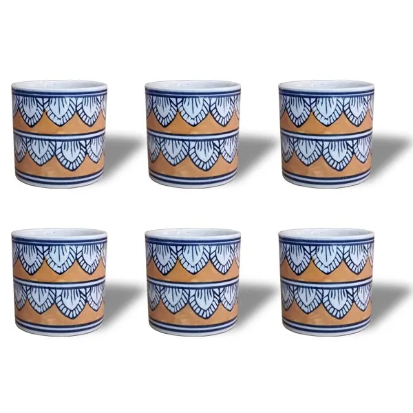 3.5 inch (8 cm) Leaf Design Cylindrical Ceramic Pot
