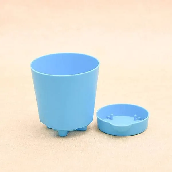 3.9 inch (10 cm) Krish No. 10 Self Watering Round Plastic Planter (Turquoise) (set of 6)
