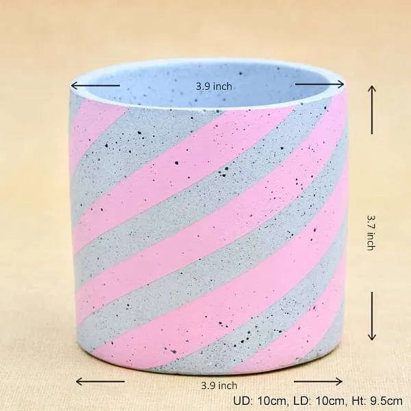 4 inch (10 cm) Circlet Grey Concrete Pot (Rustic Pink)