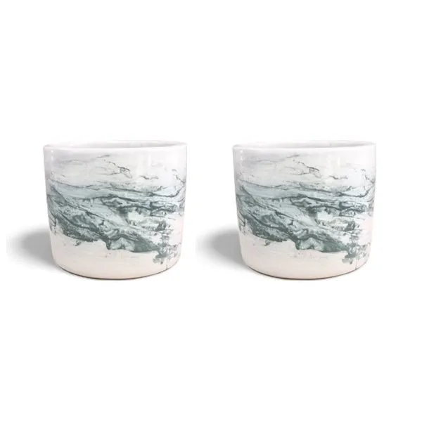 4 inch (10 cm) Marble Finish Round Cylindrical Ceramic Pot