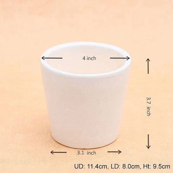 4 inch (10.1 cm) Round Ceramic Pot (White) (set of 3)