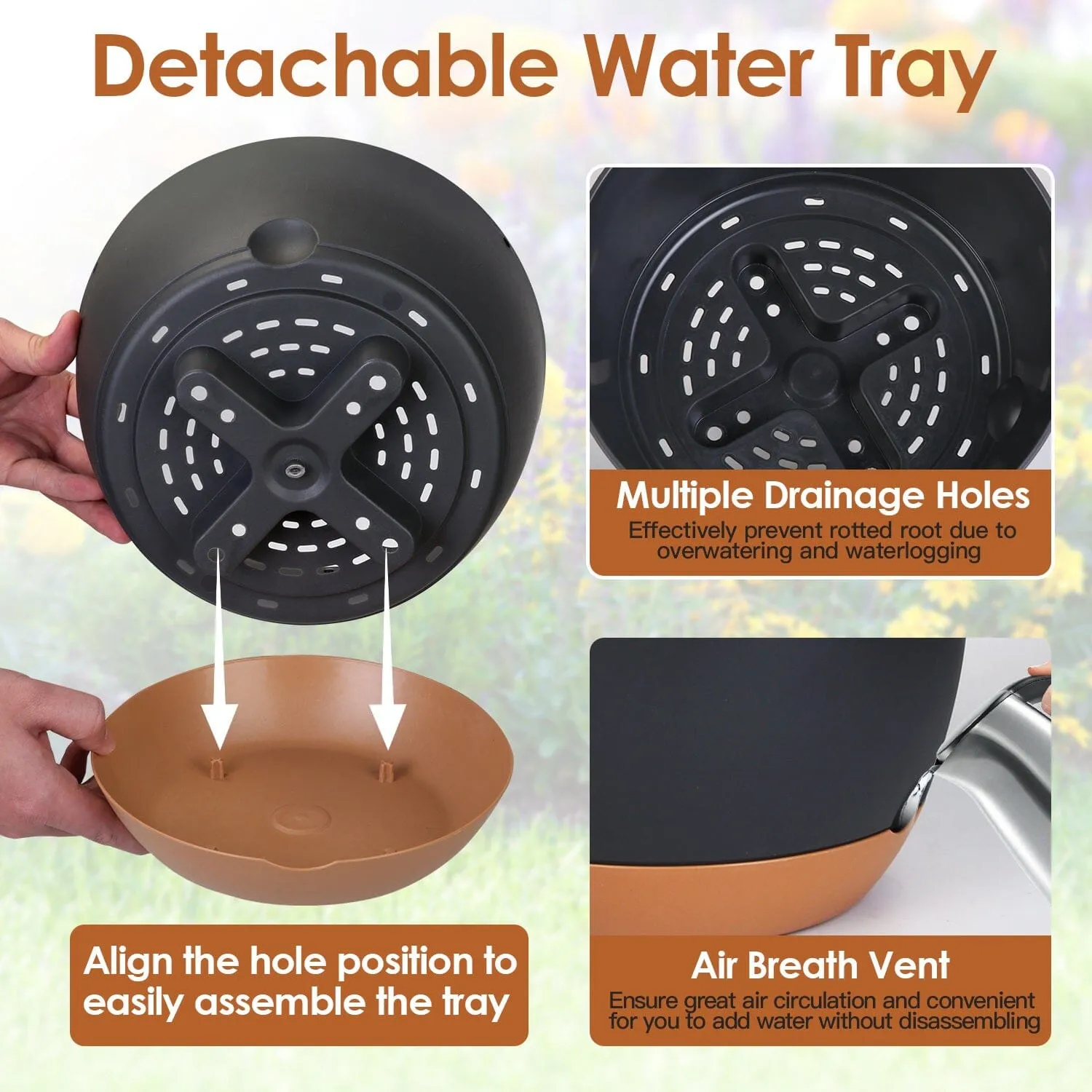 4-Piece: 9.64" Diameter Hanging Planter with Drainage Holes