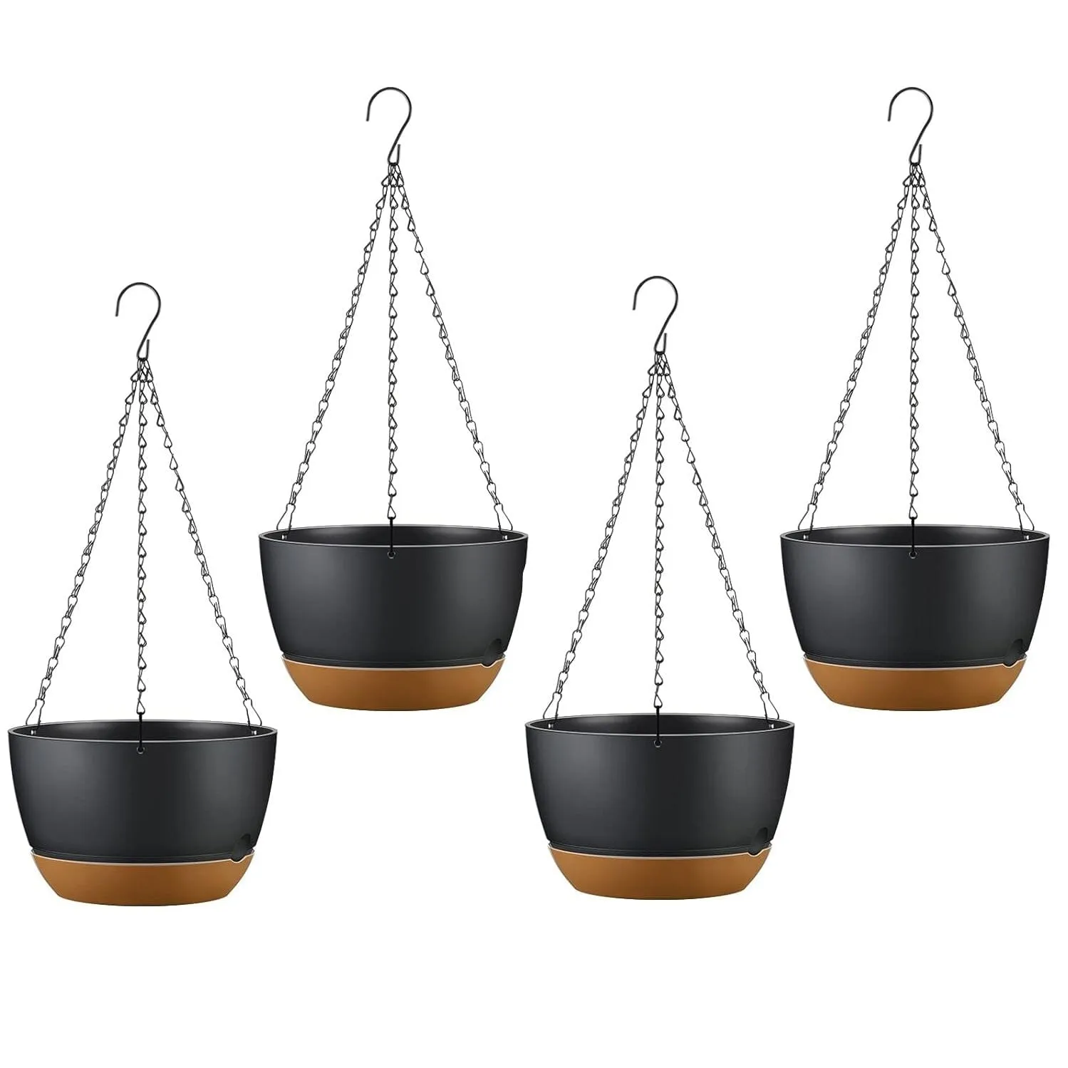 4-Piece: 9.64" Diameter Hanging Planter with Drainage Holes