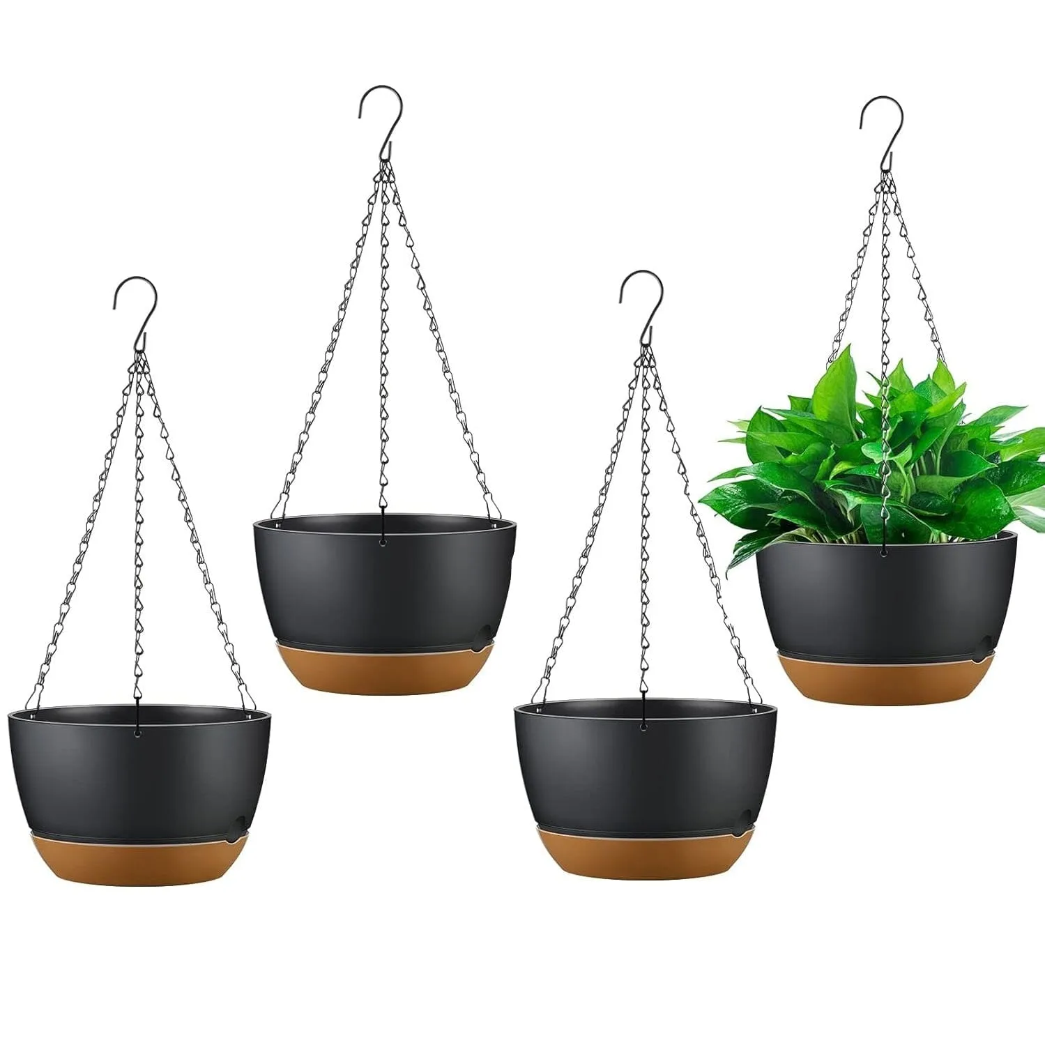 4-Piece: 9.64" Diameter Hanging Planter with Drainage Holes