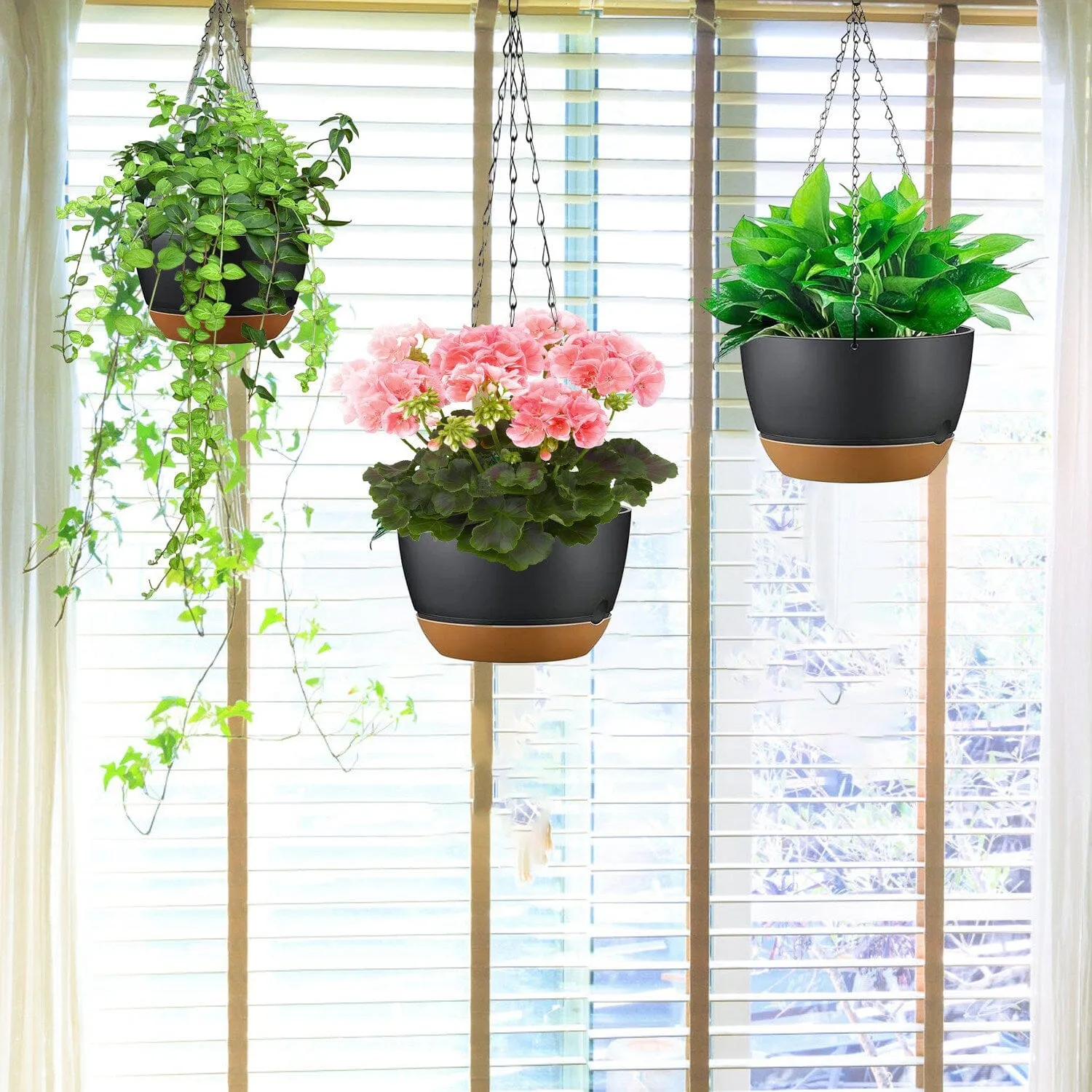4-Piece: 9.64" Diameter Hanging Planter with Drainage Holes