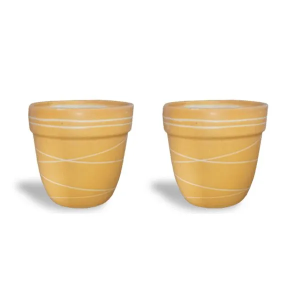 4.5 inch (11 cm) Thread Design Round Ceramic Pot with Rim