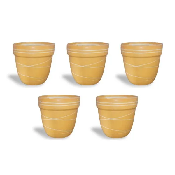 4.5 inch (11 cm) Thread Design Round Ceramic Pot with Rim