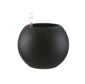 4.9 inch (12 cm) GW 01 Self Watering Round Plastic Planter (Black)