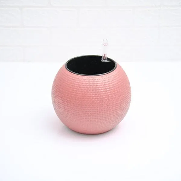 4.9 inch (12 cm) GW 01 Self Watering Round Plastic Planter (Pink)