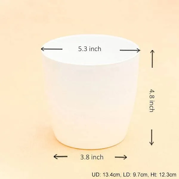 5.3 inch (13 cm) Ronda No. 1412 Round Plastic Planter (White) (set of 6)