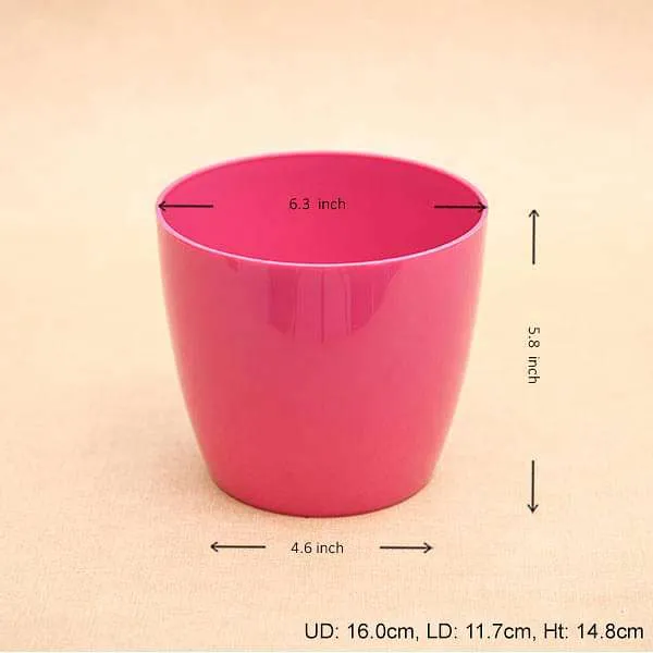 6.3 inch (16 cm) Valencia 16 Round Plastic Planter (Dark Pink) (set of 6)