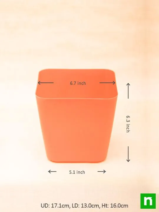 6.7 inch (17 cm) Square Plastic Planter with Rounded Edges (Red) (set of 3)