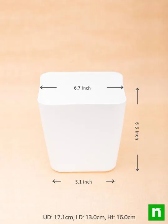 6.7 inch (17 cm) Square Plastic Planter with Rounded Edges (White) (set of 3)