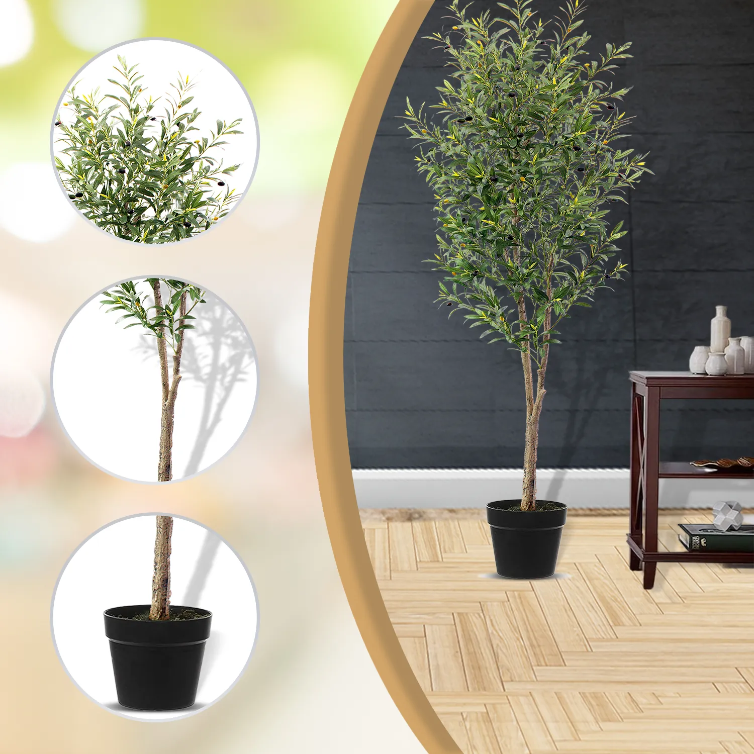 6Ft Olive Tree with 48PCS Fresh Olives - Artificial Plant