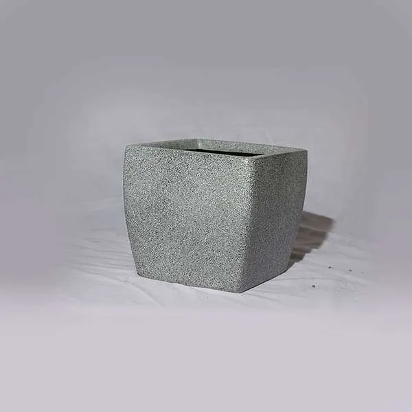8 inch (20 cm) OTH-9 Stone Finish Square Fiberglass Planter (Grey)